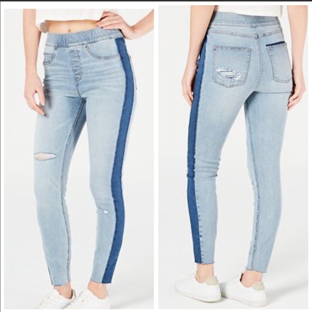 Spanx Side Stripe Ripped Skinny Jeans Size L